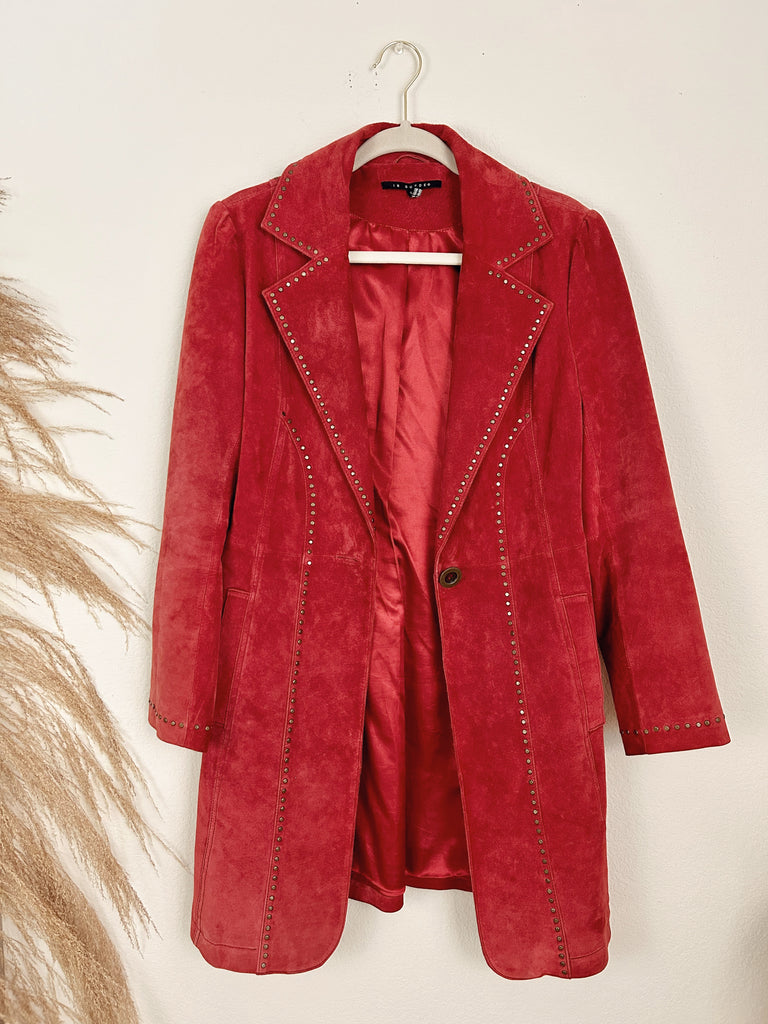 Red Studded Leather Jacket (S)