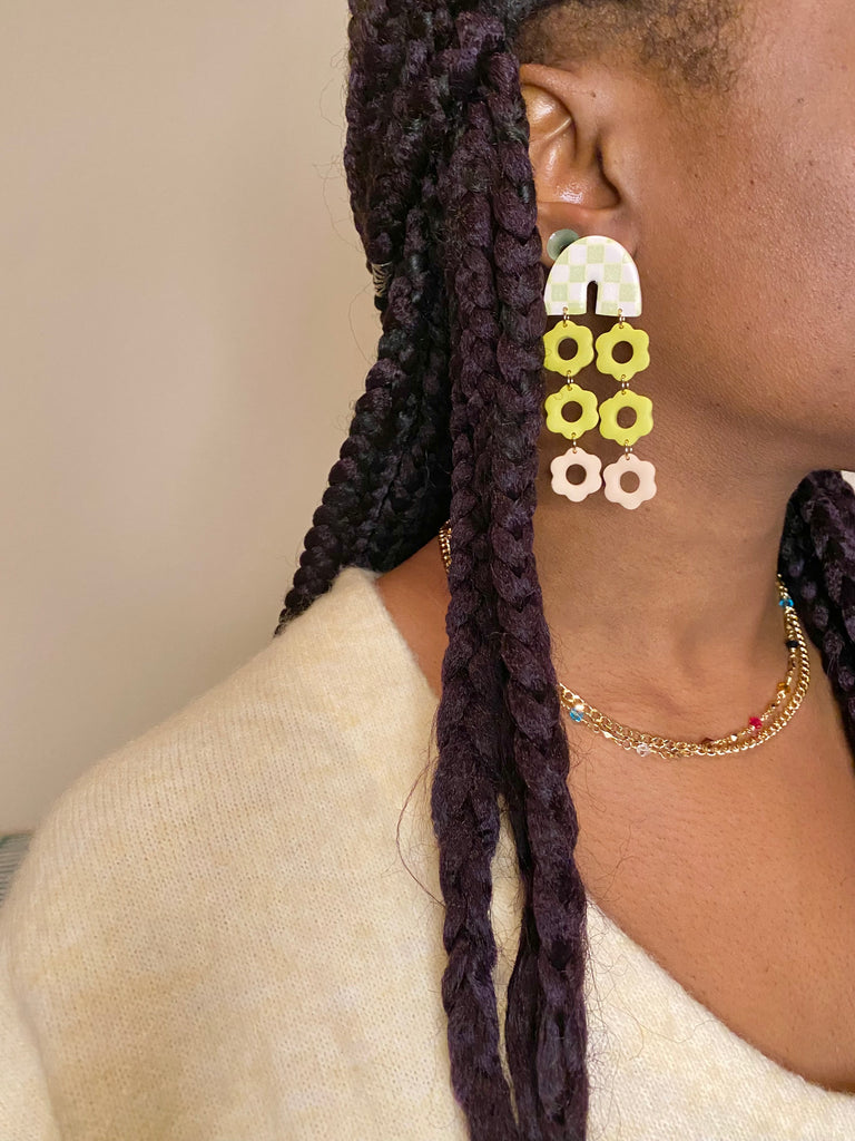 KIANI Earring - chartreuse checker